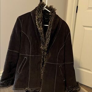 Marvin Richards Brown Teddy Jacket with Faux Fur Trim